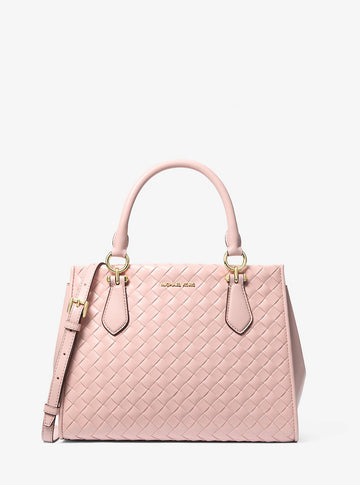 Marilyn Medium Woven Satchel Powder Blush Powder Blush