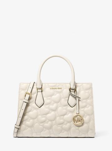 Sheila Medium Heart Embroidered Satchel Lt Cream Lt Cream