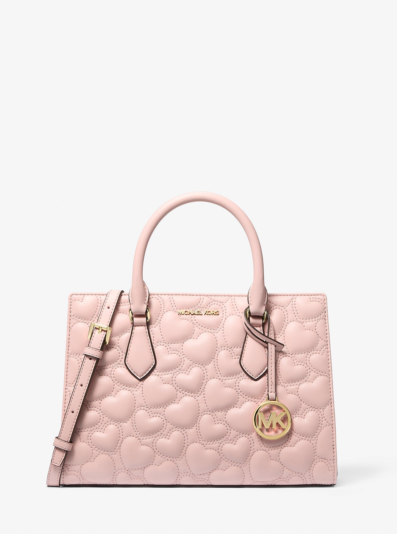 Sheila Medium Heart Embroidered Satchel Powder Blush Powder Blush