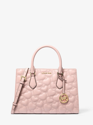 Sheila Medium Heart Embroidered Satchel Powder Blush Powder Blush