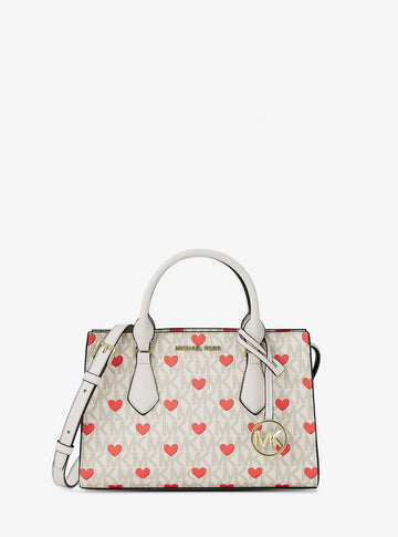 Sheila Small Embellished Signature Logo Satchel Lt Crm Multi Lt Crm Multi