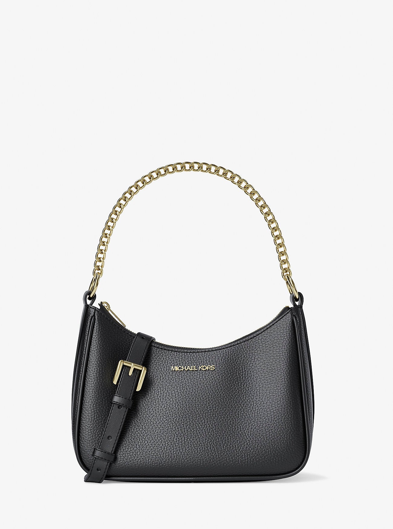 Jet Set Large Pebbled Leather Convertible Crossbody Bag Black Black
