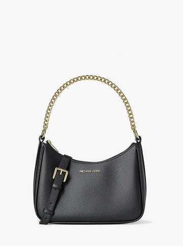 Jet Set Large Pebbled Leather Convertible Crossbody Bag Black Black