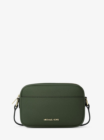 Jet Set Small Pebbled Leather Camera Crossbody Bag Moss Moss