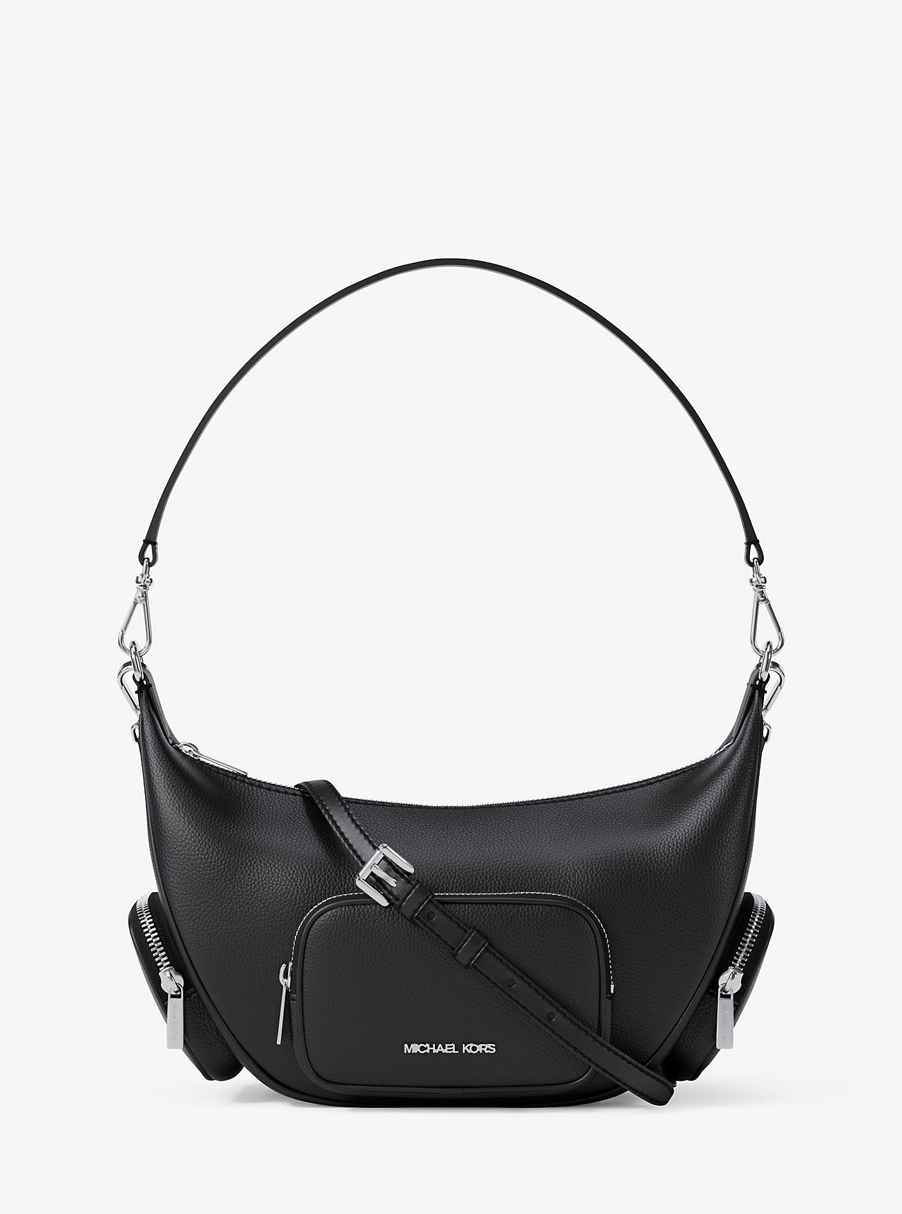 Merritt Medium Pebbled Leather Convertible Shoulder Bag Black Black