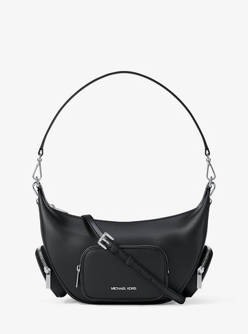 Merritt Medium Pebbled Leather Convertible Shoulder Bag Black Black