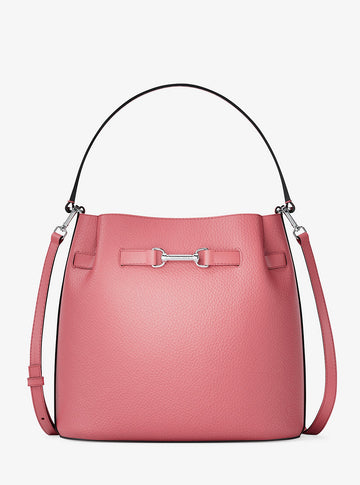 Carson Medium Pebbled Leather Convertible Bucket Crossbody Bag Hibiscus Hibiscus