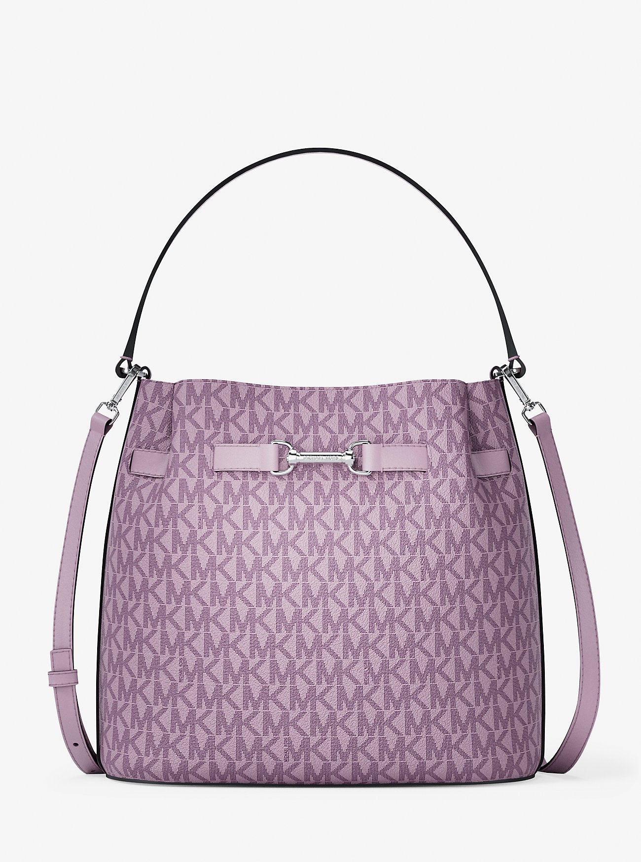 Carson Medium Signature Logo Convertible Bucket Crossbody Bag Lt Quartz Lt Quartz