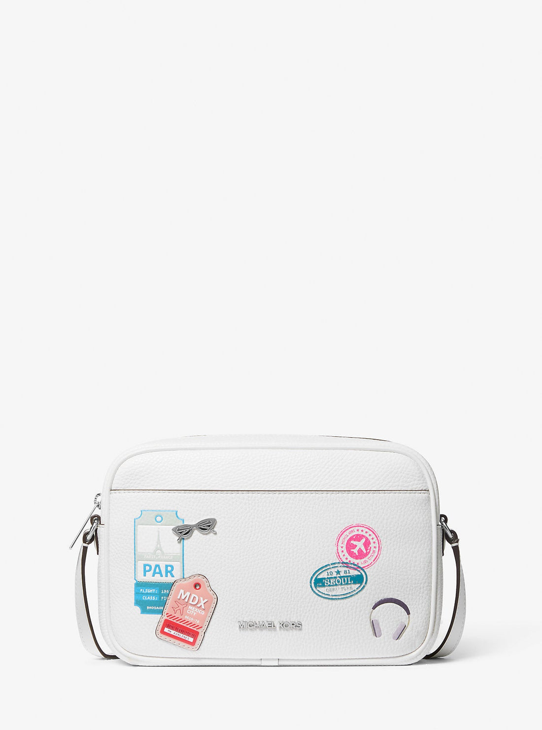 Jet Set Large Embellished Camera Crossbody Bag Optic White Optic White