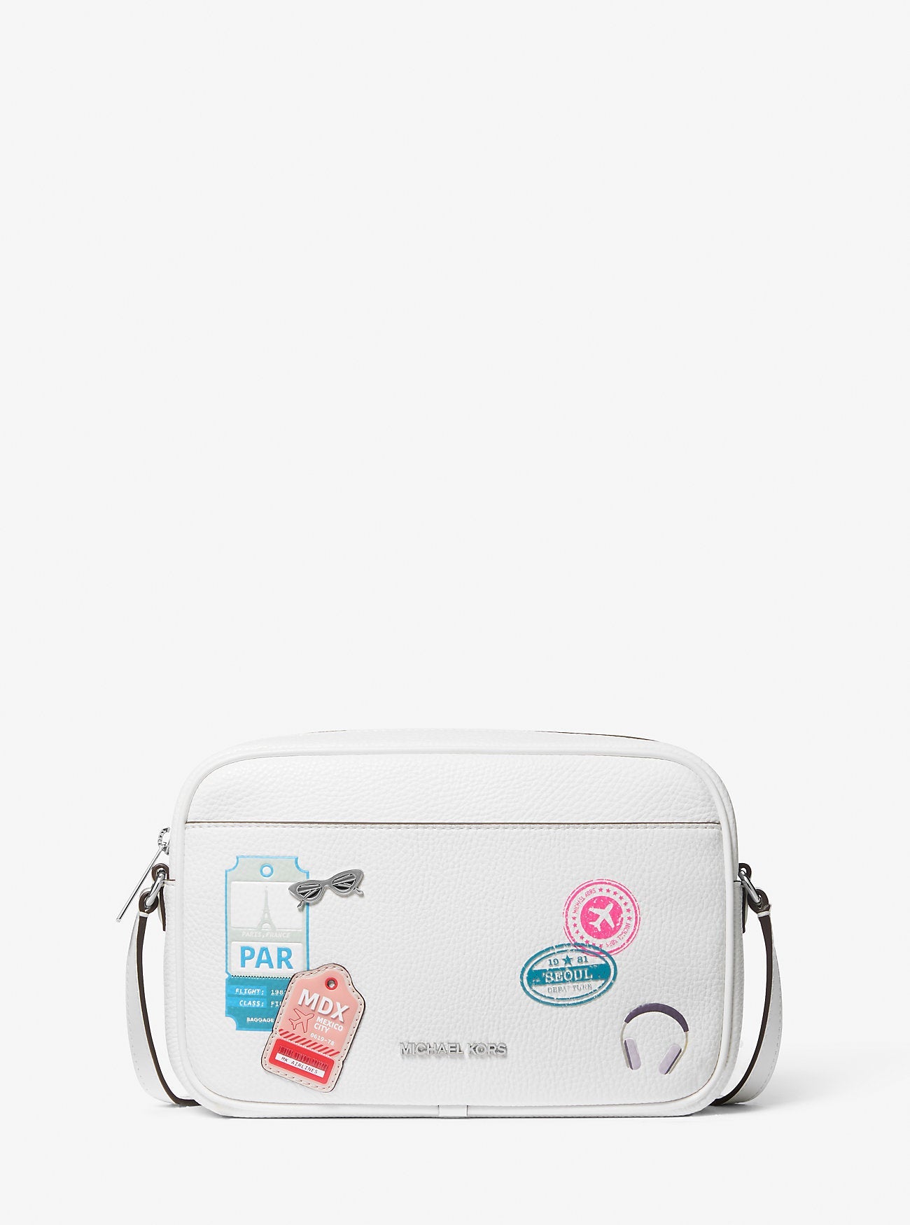 Jet Set Large Embellished Camera Crossbody Bag Optic White Optic White