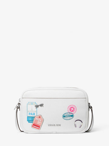 Jet Set Large Embellished Camera Crossbody Bag Optic White Optic White