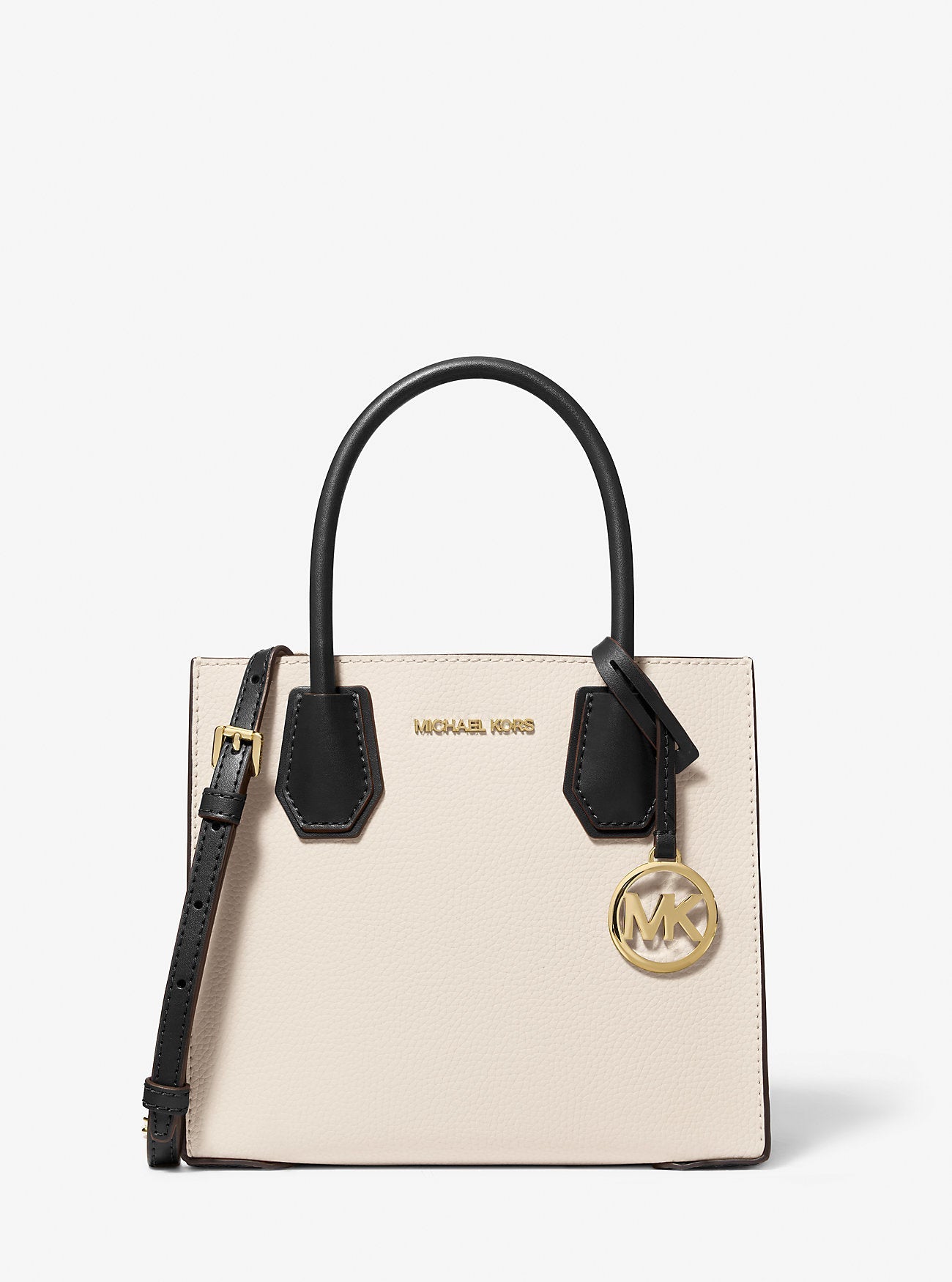 Mercer Medium Two-Tone Pebbled Leather Crossbody Bag Lt Cream Lt Cream
