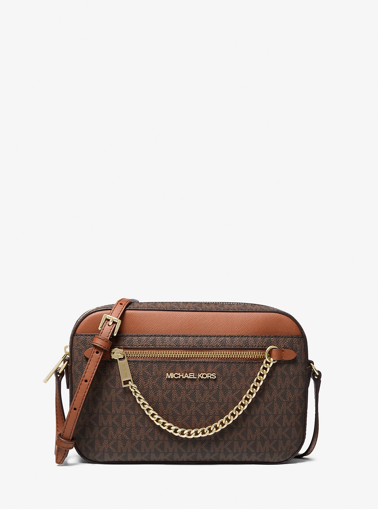 Jet Set Large Logo Crossbody Bag Brown Brown