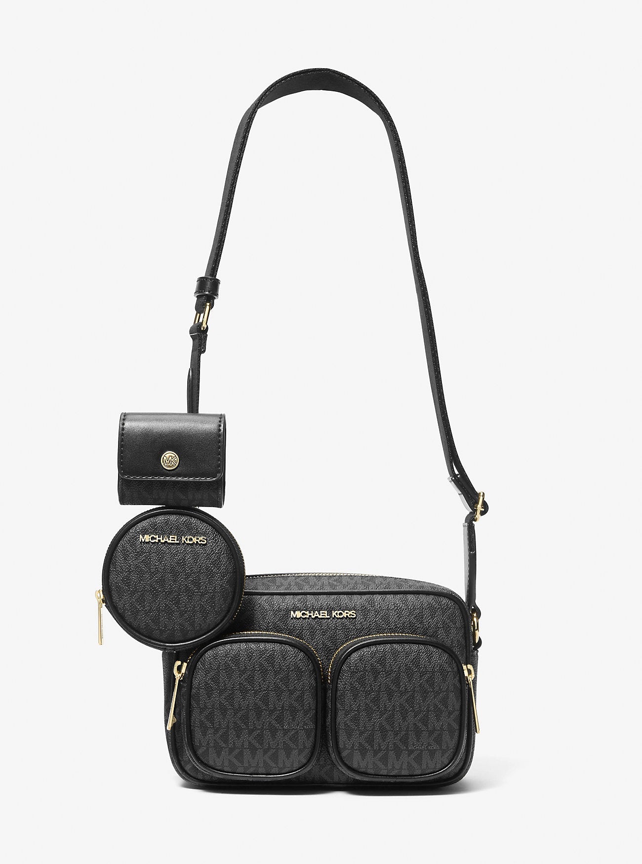 Jet Set Medium Signature Logo Crossbody Bag with Case for Apple Airpods Pro® Black Black