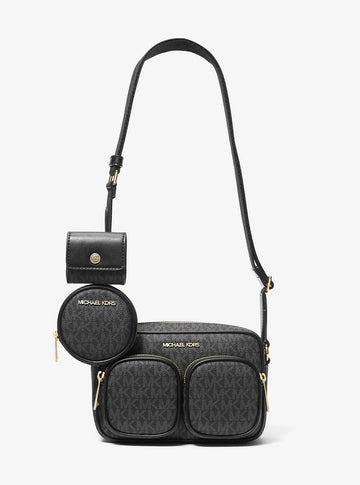 Jet Set Medium Signature Logo Crossbody Bag with Case for Apple Airpods Pro® Black Black