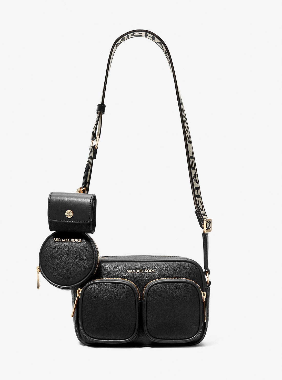 Jet Set Medium Leather Crossbody Bag with Case for Apple Airpods Pro® Black Black