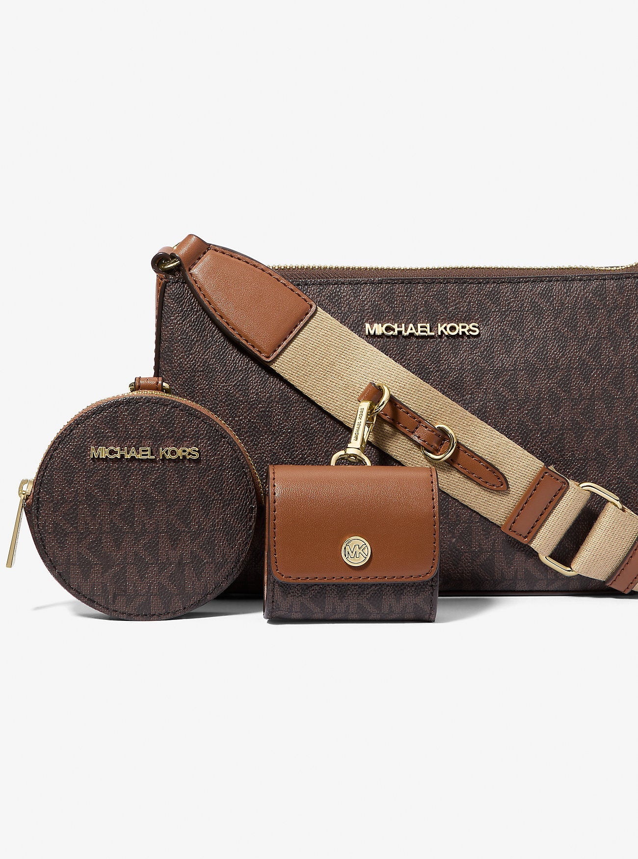 Jet Set Logo Crossbody Bag with Case for Apple Airpods Pro® Brown Brown