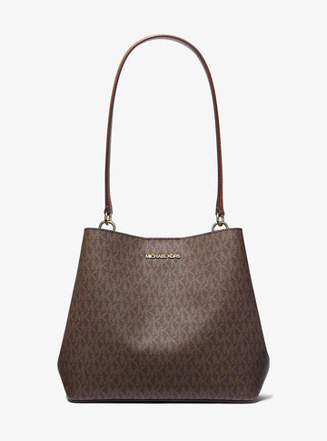 Pratt Medium Signature Logo Shoulder Bag Brown Brown