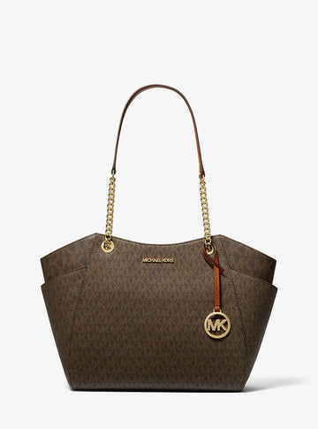 Jet Set Large Signature Logo Shoulder Bag Brown Brown