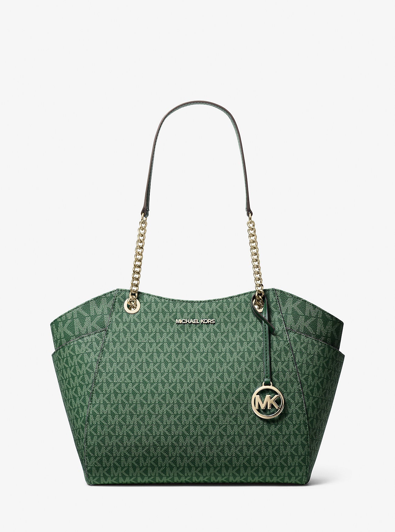 Jet Set Large Signature Logo Shoulder Bag Moss Moss