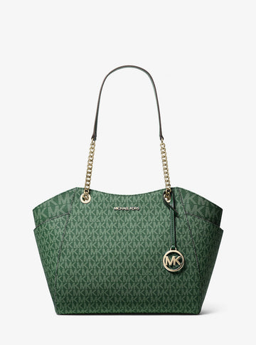 Jet Set Large Signature Logo Shoulder Bag Moss Moss