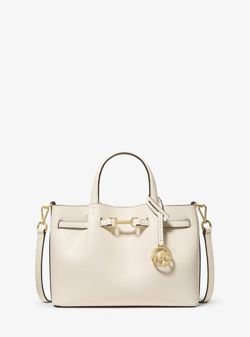 Carson Small Pebbled Leather Satchel Lt Cream Lt Cream