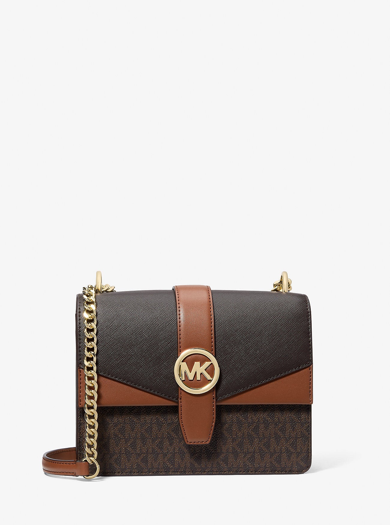 Greenwich Small Color-Block Signature Logo Crossbody Bag Brown Multi Brown Multi