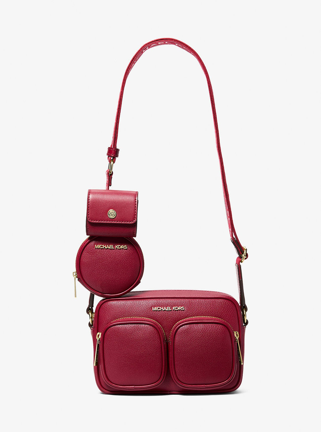Jet Set Travel Medium Leather Messenger Bag Cherry Cherry