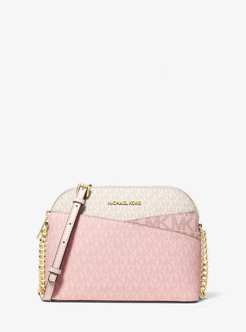Jet Set Travel Medium Color-Block Signature Logo Crossbody Bag Pwd Blsh Mlt Pwd Blsh Mlt