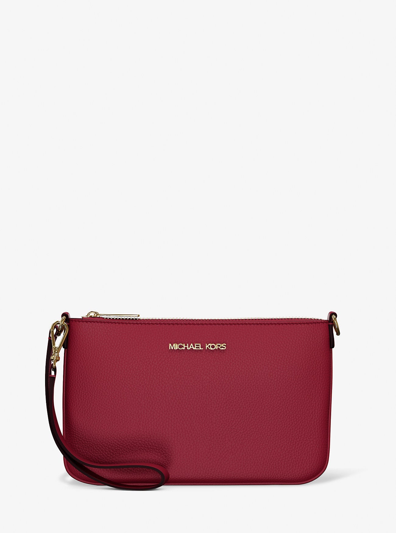 Jet Set Small Pebbled Leather Convertible Wristlet Cherry Cherry