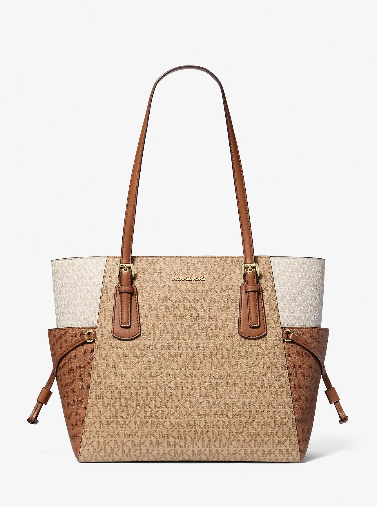 Voyager Large Color-Block Signature Logo Tote Bag Camel Mlt Camel Mlt