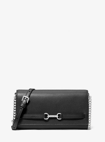 Carson Large Pebbled Leather Convertible Crossbody Bag Black Black