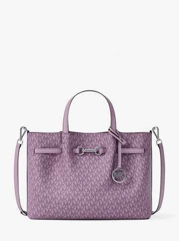 Carson Medium Signature Logo Satchel Lt Quartz Lt Quartz