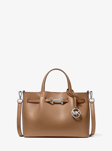 Carson Small Pebbled Leather Satchel Driftwood Driftwood