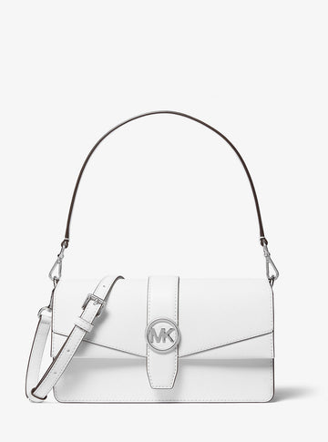 Greenwich Medium Saffiano Leather Convertible Shoulder Bag Optic White Optic White