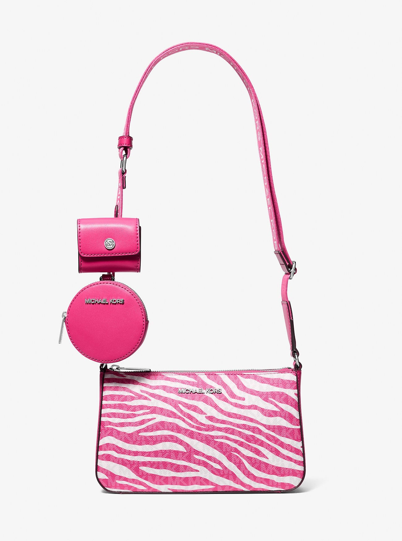 Jet Set Leather Medium Animal Print Logo Crossbody Bag with Case for Apple Airpods Pro® Dragonfruit Dragonfruit