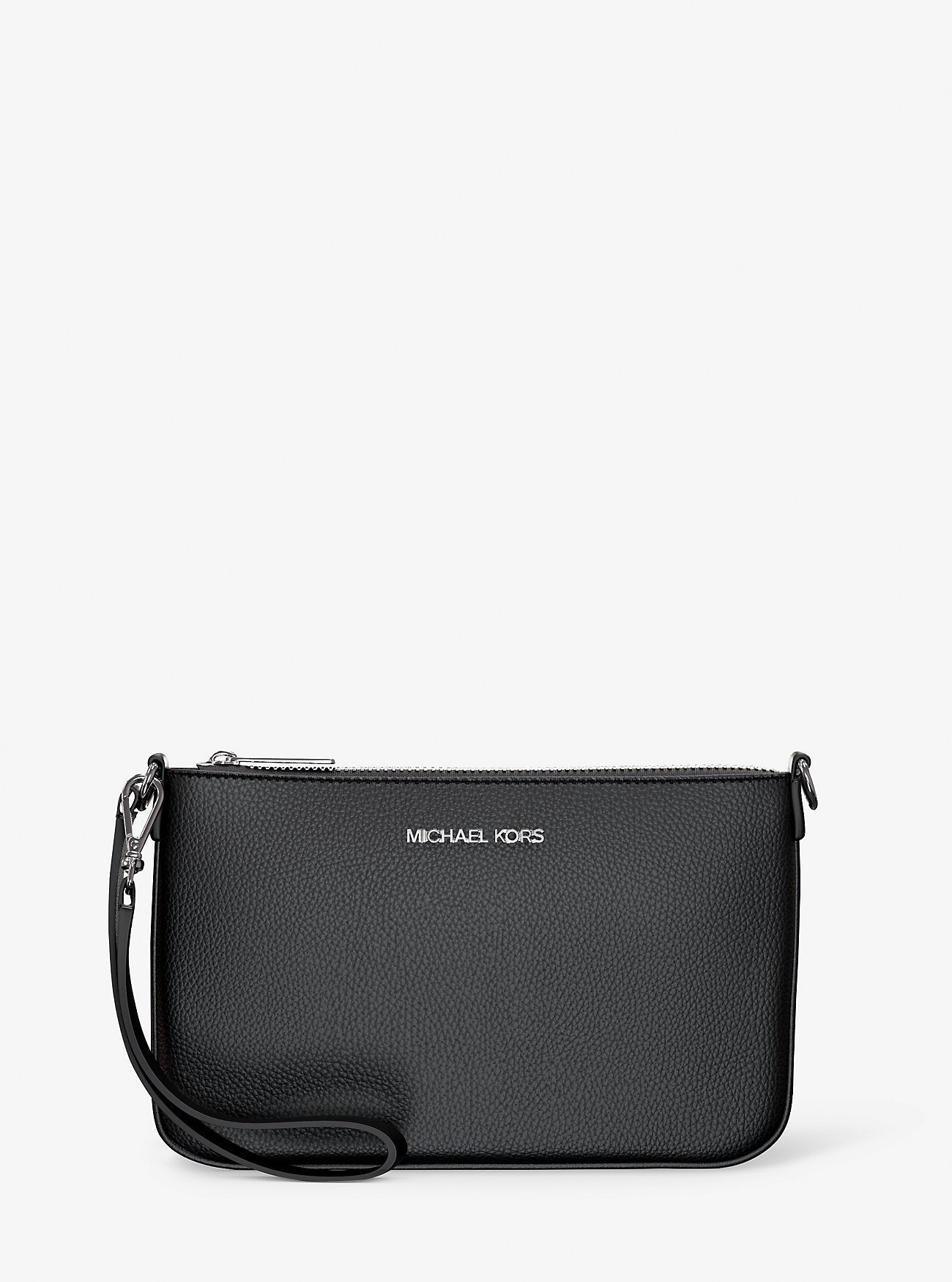 Jet Set Small Pebbled Leather Convertible Wristlet Black Black