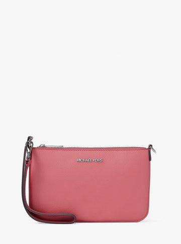Jet Set Small Pebbled Leather Convertible Wristlet Hibiscus Hibiscus