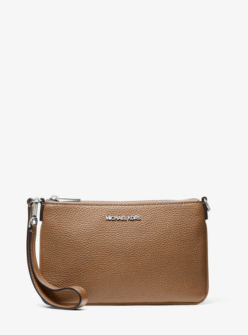 Jet Set Small Pebbled Leather Convertible Wristlet Driftwood Driftwood