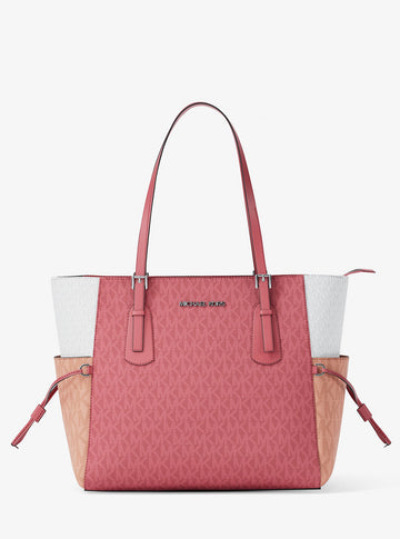 Voyager Large Color-Block Signature Logo Tote Bag Hibiscus Hibiscus