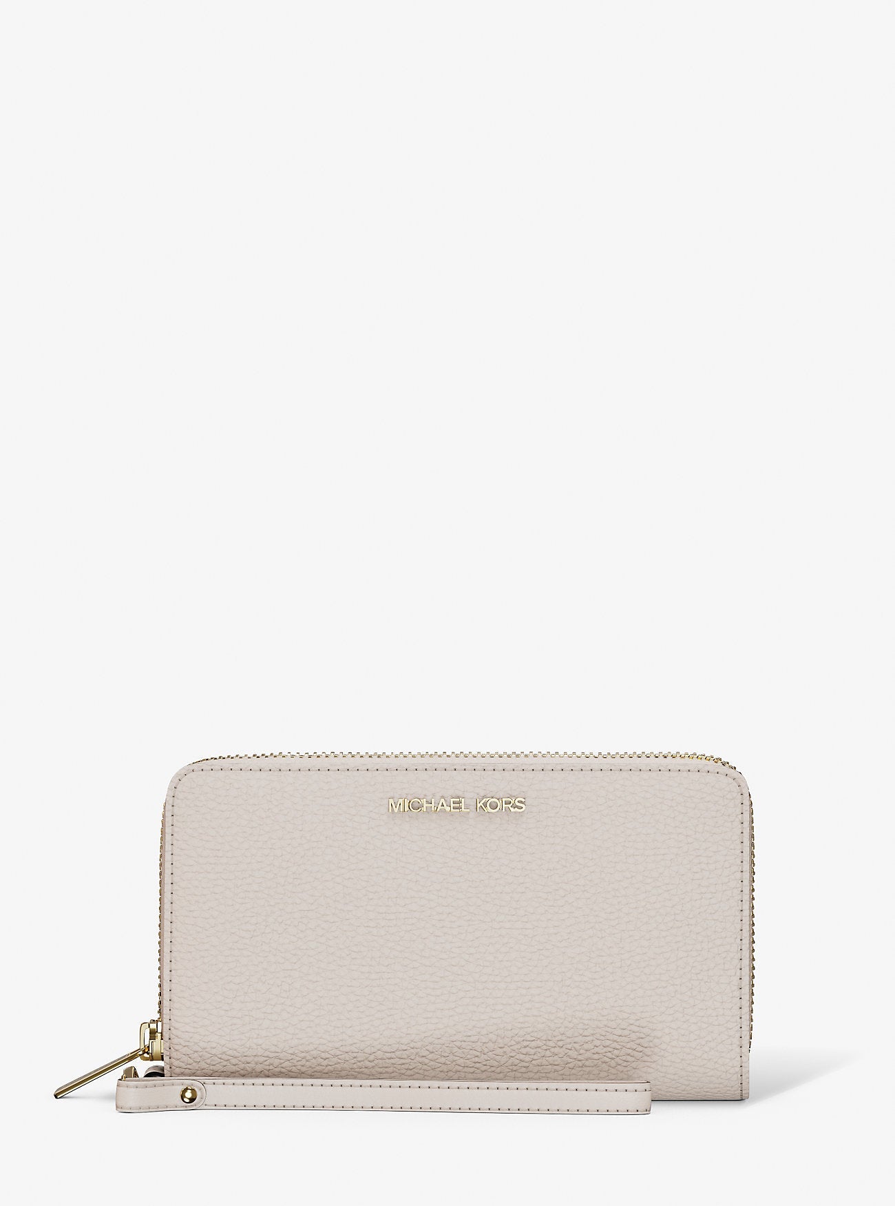 Large Pebbled Leather Smartphone Wristlet Lt Cream Lt Cream