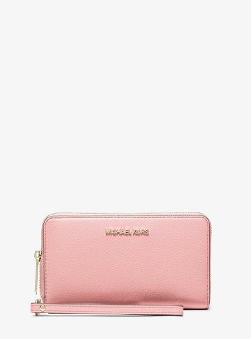 Large Pebbled Leather Smartphone Wristlet Powder Blush Powder Blush