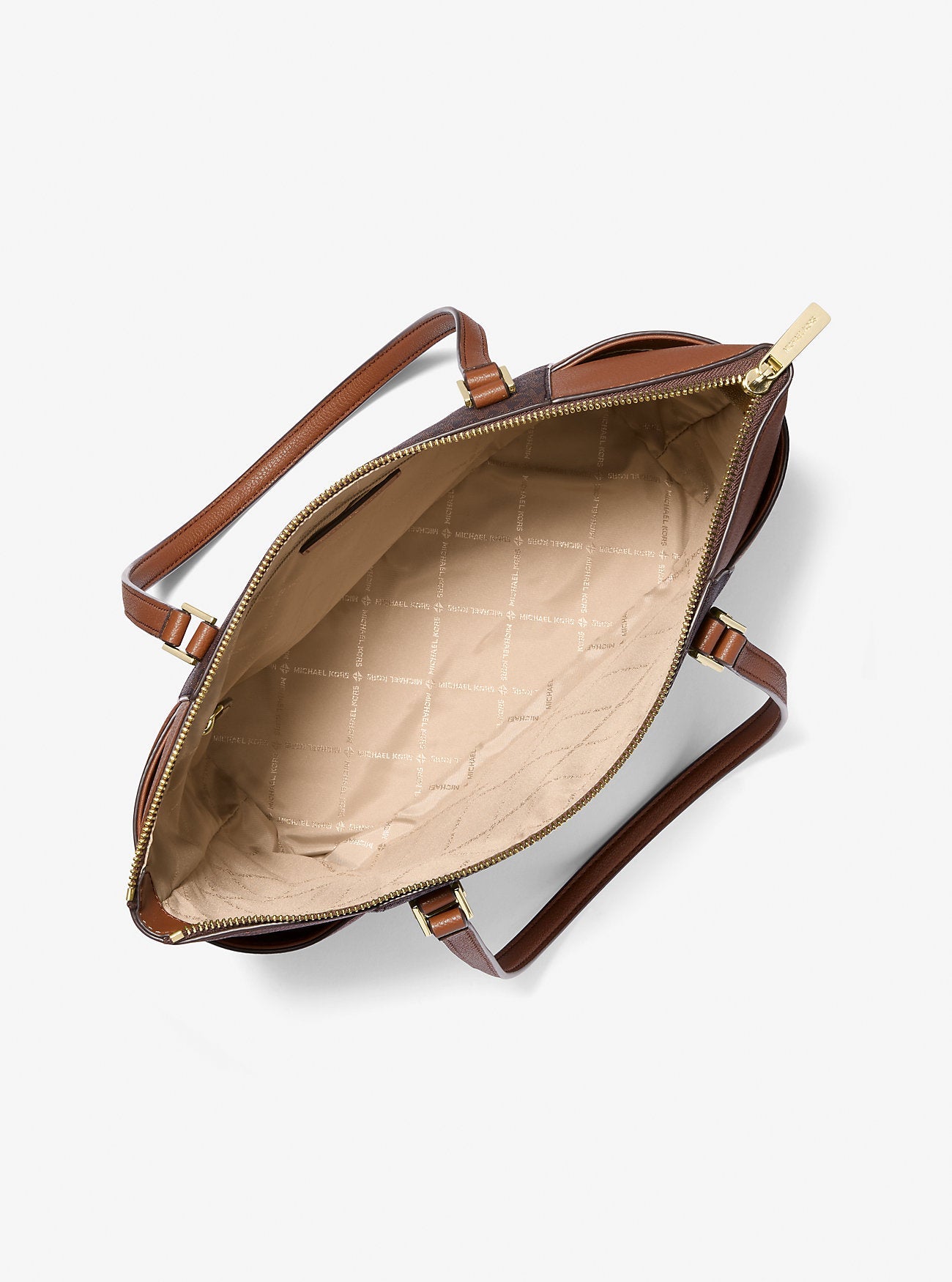 Charlotte Large Logo and Leather Top-Zip Tote Bag Brown Brown