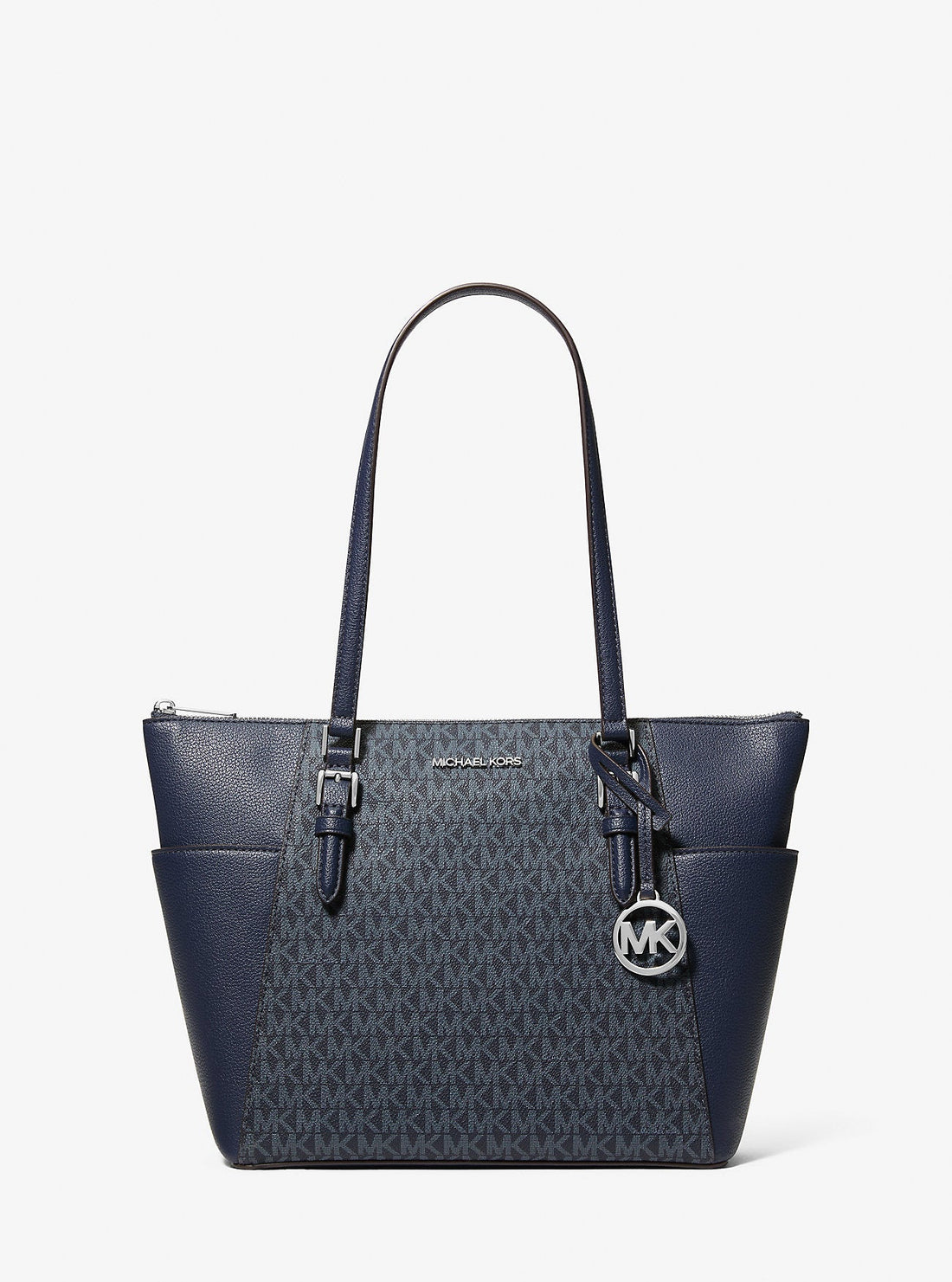 Charlotte Large Logo and Leather Top-Zip Tote Bag Admiral Admiral
