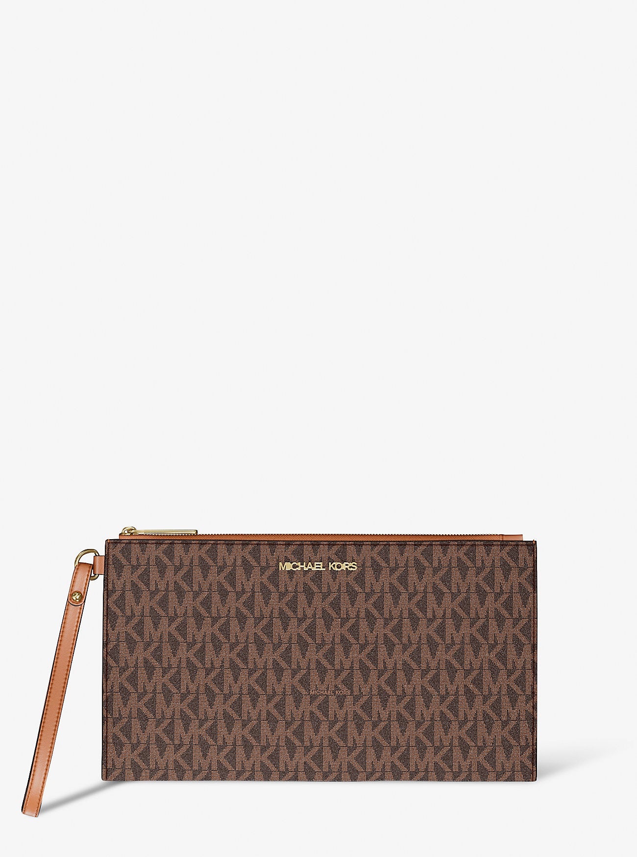 Jet Set Large Signature Logo Wristlet Brown Brown