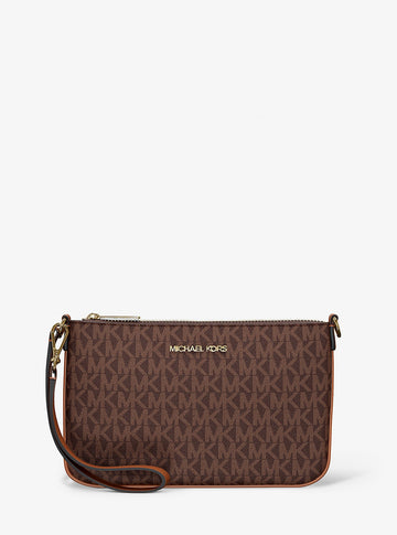 Jet Set Small Signature Logo Convertible Wristlet Brown Brown