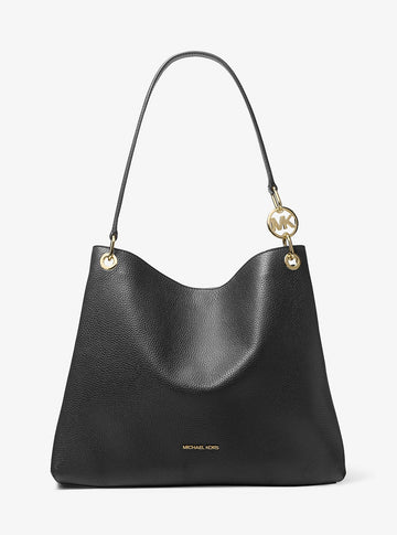 Christina Large Pebbled Leather Shoulder Bag Black Black