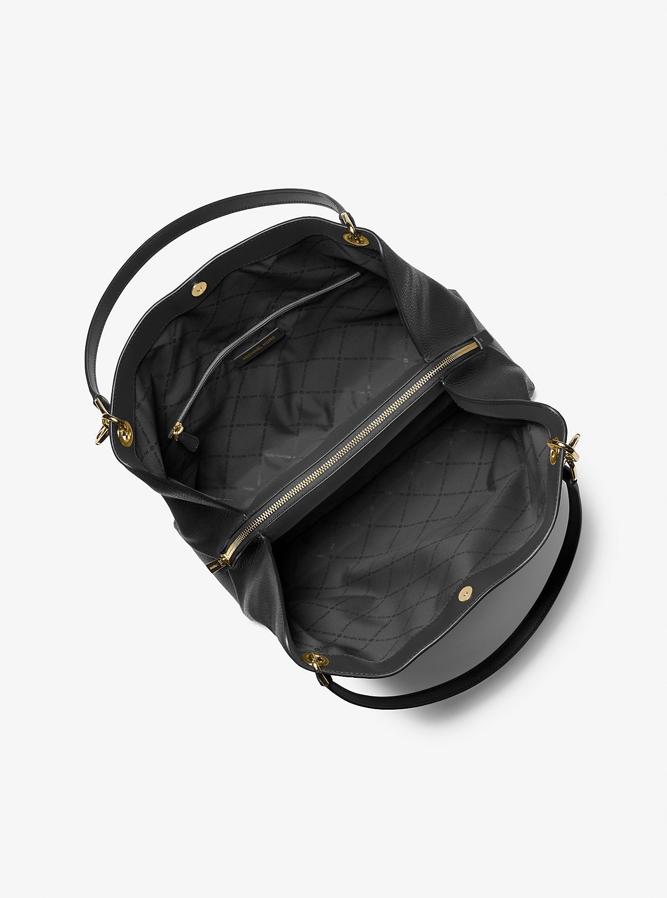 Christina Large Pebbled Leather Shoulder Bag Black Black