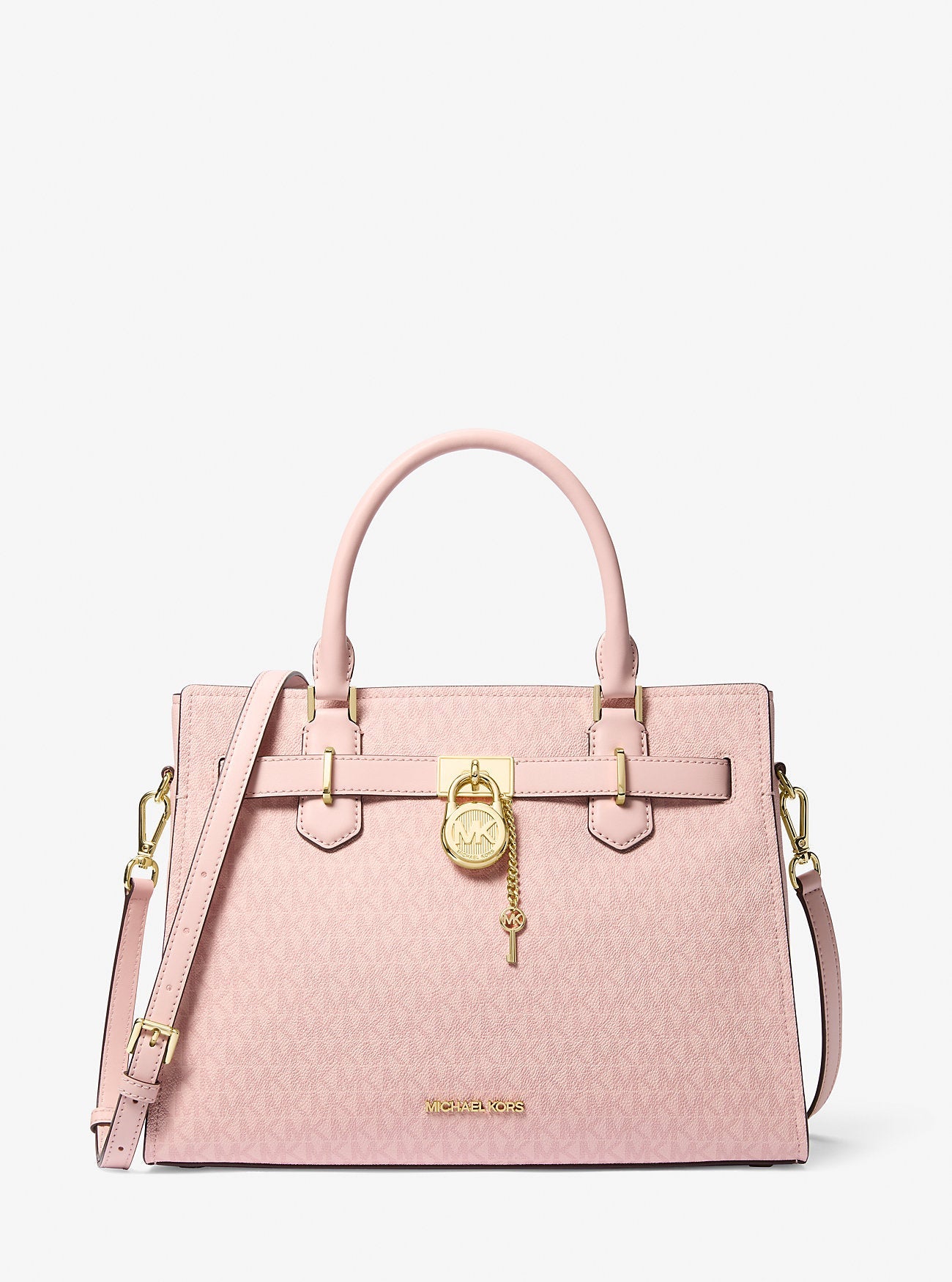 Hamilton Medium Signature Logo Satchel Powder Blush Powder Blush