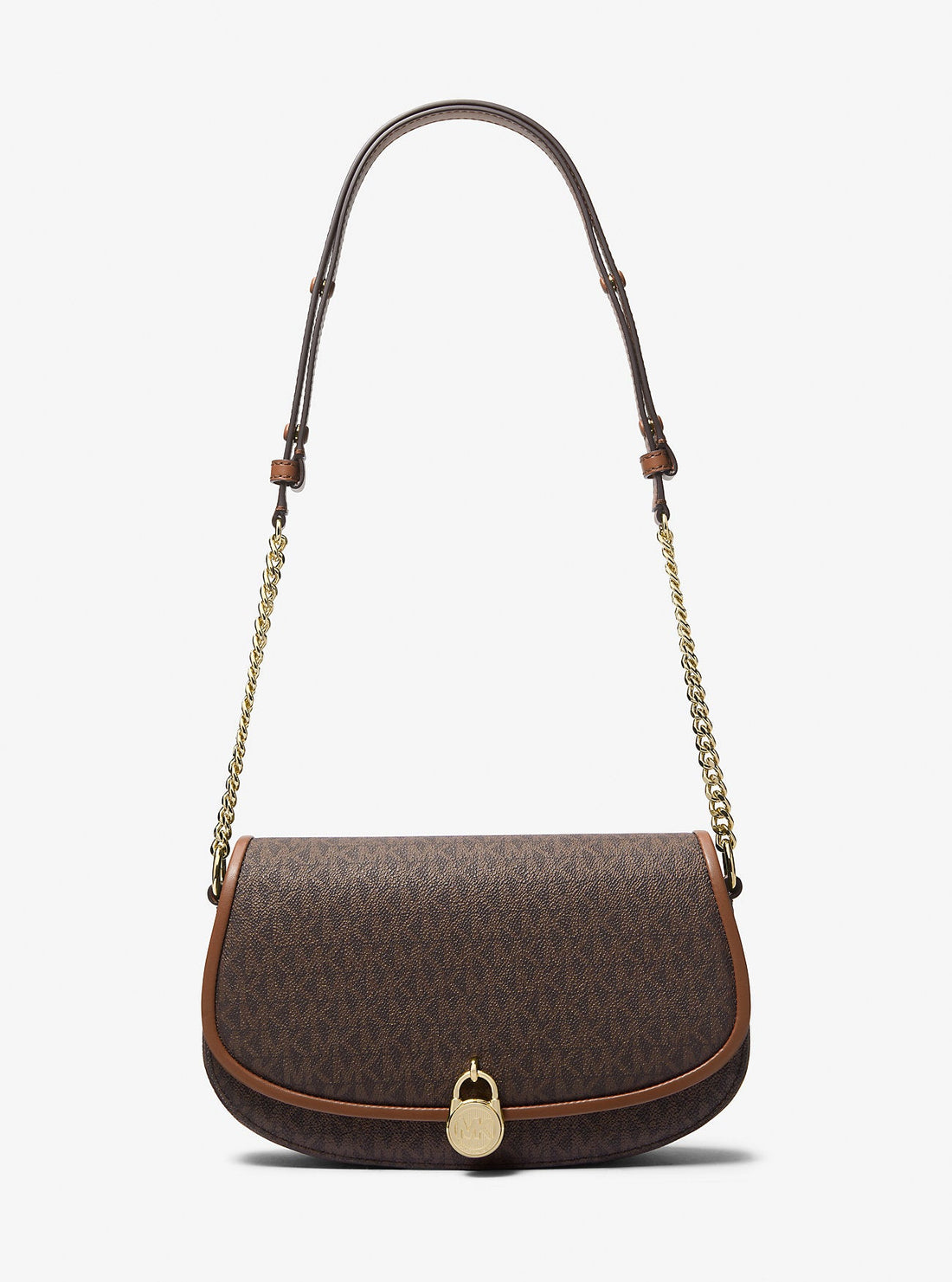 Mila Medium Signature Logo Messenger Bag Brown Brown